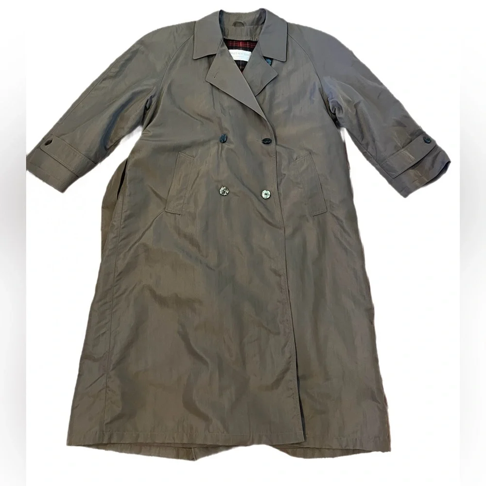 Vintage Jones New York Petites Trench Coat Taupe - Picture 3 of 9